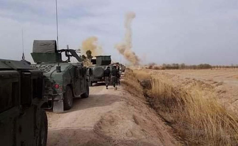 Security forces convoy in Helmand during operations