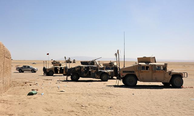 Security forces Humvee tanks in Kunduz