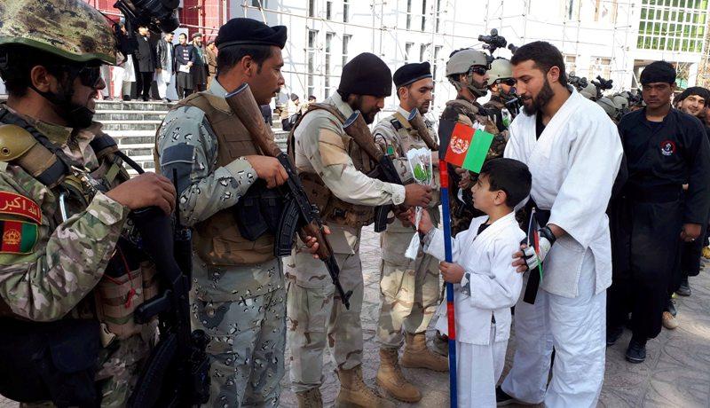 Security forces in Faryab province presented flowers