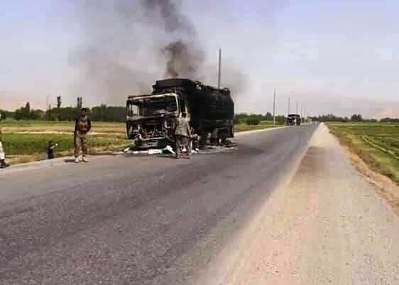Oil tankers catch fire during clash; highway closed