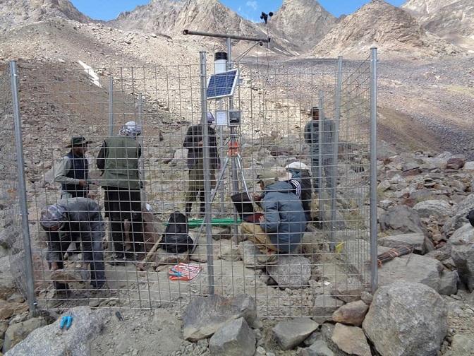 Weather station installed on Panjsher glacier
