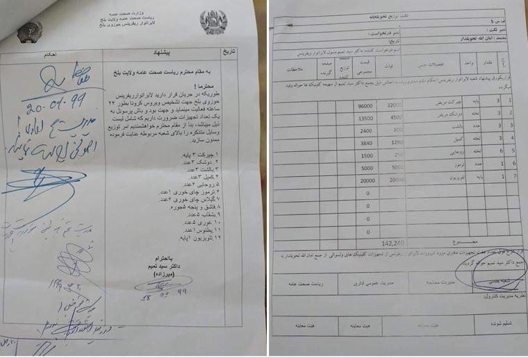 مایار: د بلخ کرونا لابراتوار لپاره په لوړه بیه د اخیستل شویو توکو موضوع څېړل کېږي