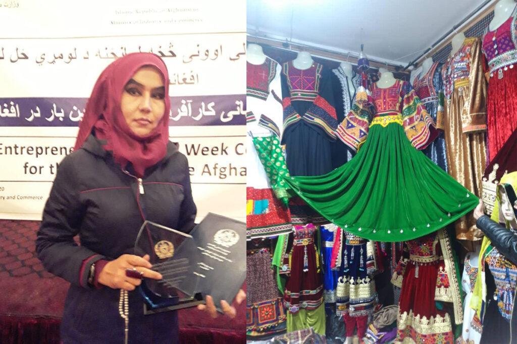 خانم افغان که کارش را با ٥٠٠ افغانى آْغاز کرد فعلا در ده کشور تجارت دارد