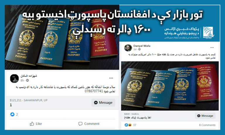 تور بازار کې د افغانستان پاسپورټ اخیستو بیه ۱۶۰۰ ډالر ته رسېدلې