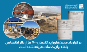 در قرارداد معدن فلوراید کندهار، ۷۰۰ هزار دالر اختصاص یافته برای خدمات هزینه نشده است