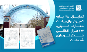 تحقیق: ۲۸ پایه کمپیوتر برای ریاست معارف غزنی، ٣٢٢هزار افغانی بلندتر خریداری شده است