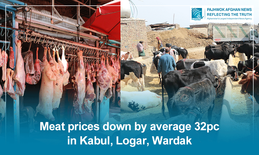 Meat prices down by average 32pc in Kabul, Logar, Wardak