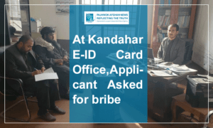 At Kandahar E-ID Card Office, applicant asked for bribe