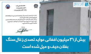 بیش از ۳۱ میلیون افغانی عواید تصدی زغال سنگ بغلان حیف و میل شده است