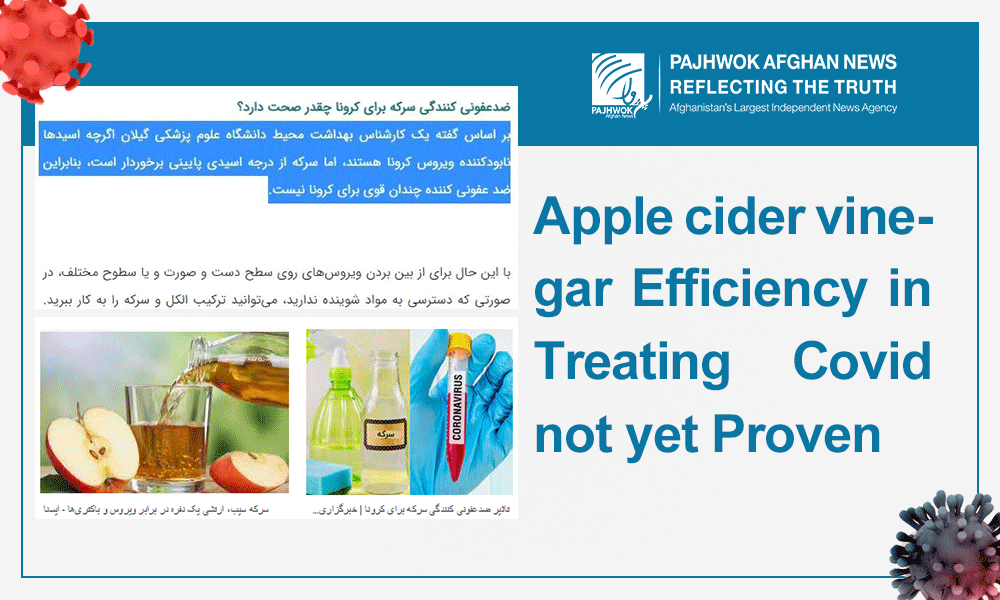 Apple cider vinegar efficiency in treating Covid not yet proven