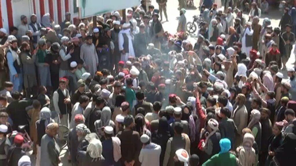 Some Sar-i-Pul City residents rally against US airstrike in Kabul
