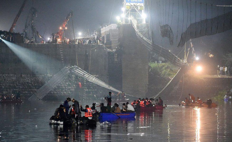 More than 140 die as bridge collapses in India