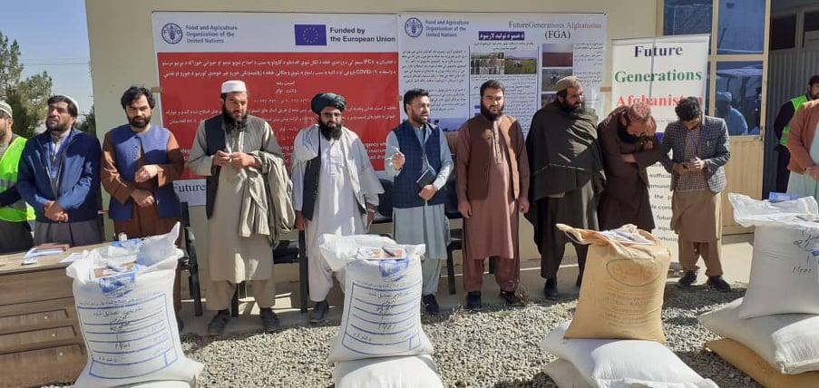 لوګر کې له سلګونو کروندګرو سره د غنمو اصلاح‌ شوي تخم او کيمیاوي سرې مرسته وشوه