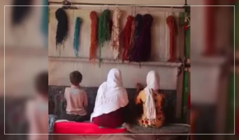 Zainab weaves carpets at night and studies during daytime