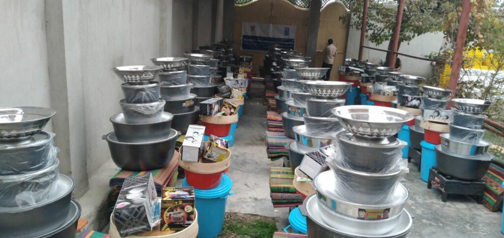 Vegetable processing dishes distributed among 130 Laghman women