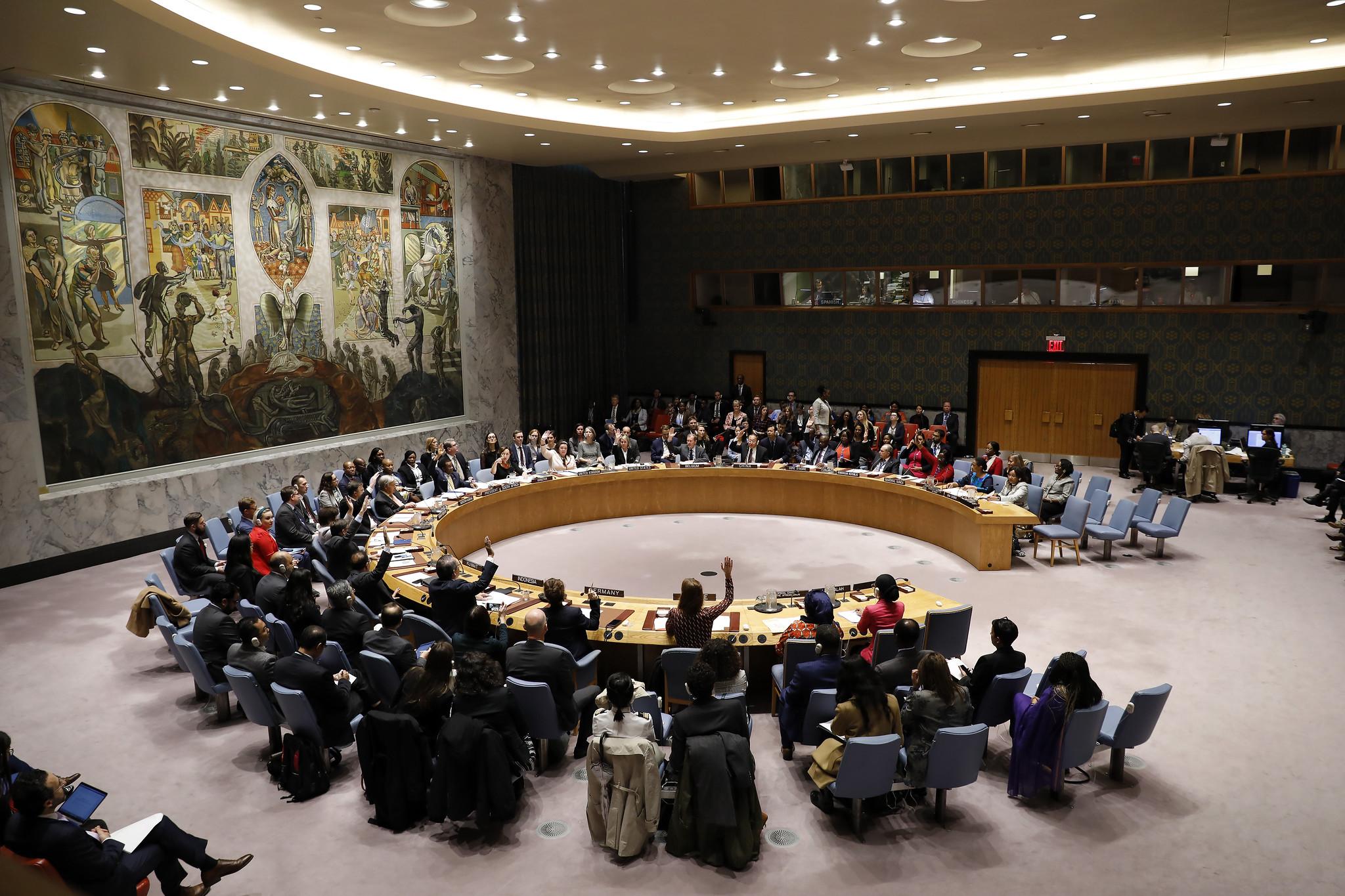 Scenes from the Security Council meeting on Women and peace and security.rrThe theme of the meeting was to aim towards the successful implementation of the women, peace and security agenda: moving from commitments to accomplishments in preparation for the commemoration of the twentieth anniversary of Security Council resolution 1325 (2000).rrThe Council unanimously adopted resolution 2493 (2019) on Women and Peace and Security, urging Member States to fully implement the provisions of all previous Security Council Resolutions pertaining to the Women, Peace and Security agenda and to reinforce their efforts in this regard.rr29 October 2019rUnited Nations, New York rrPhoto: UN Women/Ryan Brown