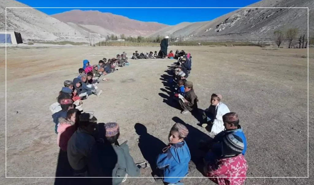 Most schoolchildren in Ghor attend classes under open sky