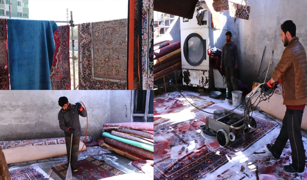 با نزدیک شدن عید سعید فطر کار قالین‌شویی‌ها در شهر کابل رونق یافته‌است