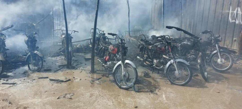 1 car, 20 motorbikes gutted in Lashkargah blaze