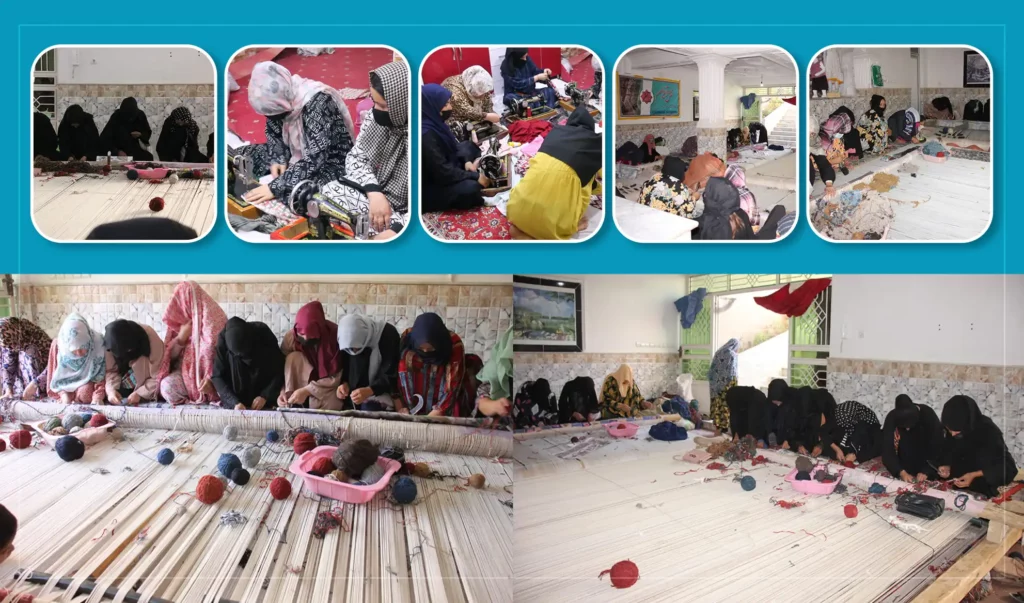 خانمی در جوزجان با ایجاد کارگاه قالین‌بافی و خیاطی برای ده‌ها زن زمینۀ کار را فراهم کرده‌است
