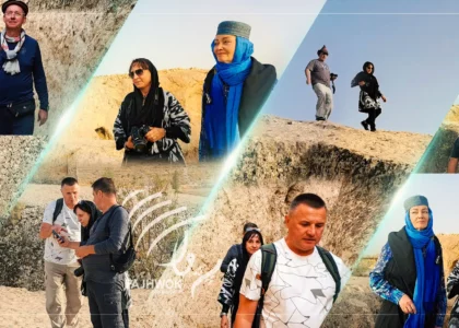 Russian tourists enjoy sightseeing in Samangan