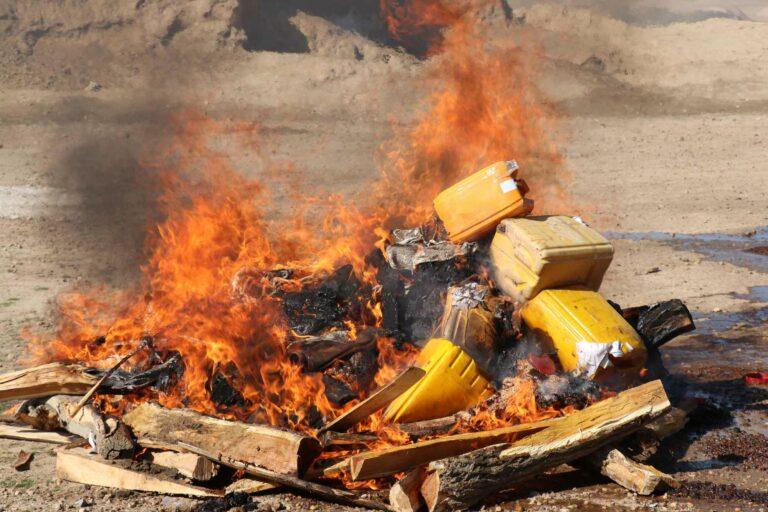 370kg of different narcotics set alight in Badghis 