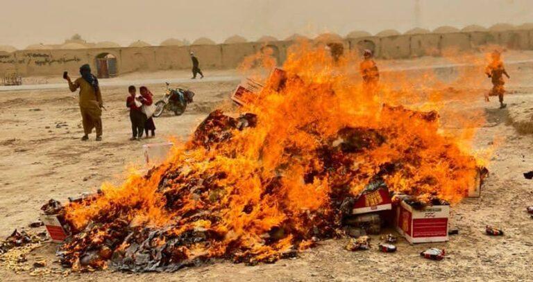 Expired food items, medicines set alight in Nimroz