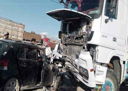 Truck-car collision in Logar leaves 1 killed, 5 wounded