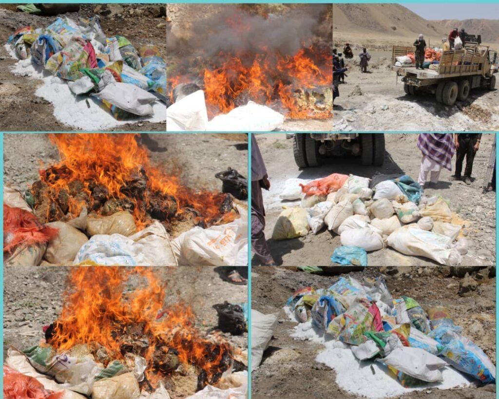  صدها کیلوگرام مواد مخدر در غور حریق و فعالیت چهار شرکت آب معدنی در نیمروز متوقف شد