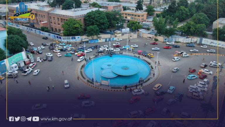 کار بهسازی و تزئینات چهارراهی پشتونستان و جادۀ نادر پشتون در شهر کابل تکمیل شد