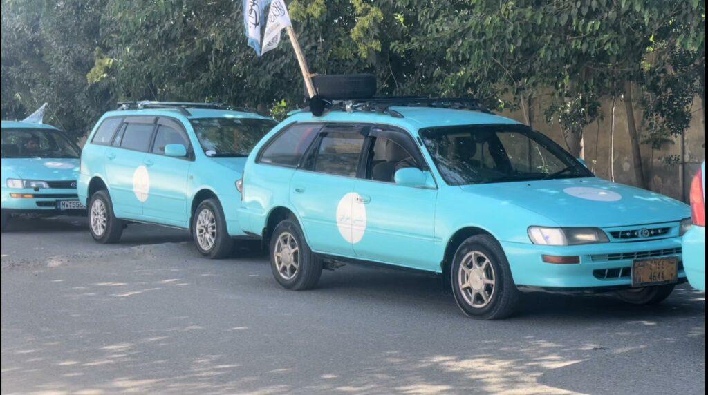 Taxi repainting process starts in northern Afghanistan