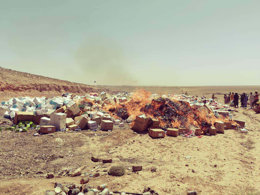 ده‌ها تُن مواد غذایی و دوای تاریخ‌گذشته در هرات حریق گردید