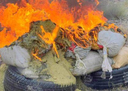 ۲۴۴ کیلو گرام مواد مخدر در پنجشیر آتش زده شد