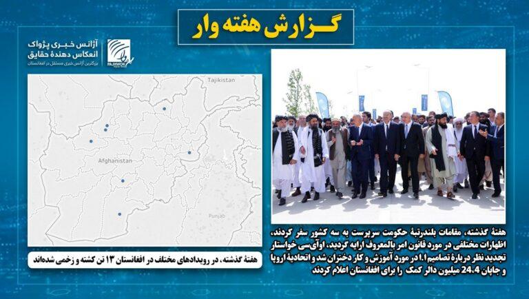 هفتۀ گذشته نُه تن در افغانستان کشته و چهار تن دیگر زخمی شده بودند