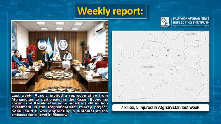 7 killed, 5 injured in Afghanistan last week