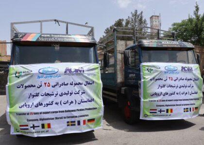 برای اولین بار ۲۵ تُن ترشی‌جات از هرات به کشورهای اروپایی صادر شد