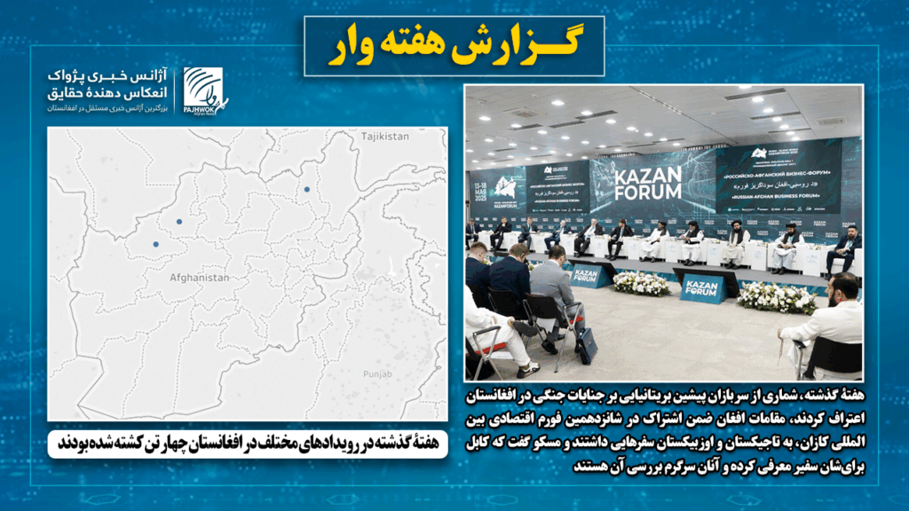 هفتۀ گذشته در رویدادهای مختلف در افغانستان چهار تن کشته شده بودند