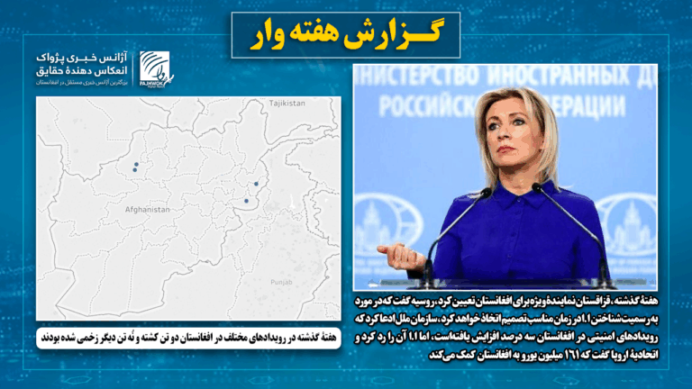 هفتۀ گذشته در رویدادهای مختلف در افغانستان دو تن کشته و نُه تن دیگر زخمی شده بودند