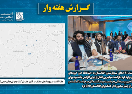 هفتۀ گذشته در رویدادهای مختلف در کشور هفت تن کشته و دو تن دیگر زخمی شده‌ بودند