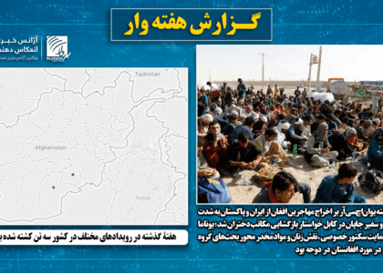 هفتۀ گذشته در رویدادهای مختلف در کشور سه تن کشته شده‌ بودند