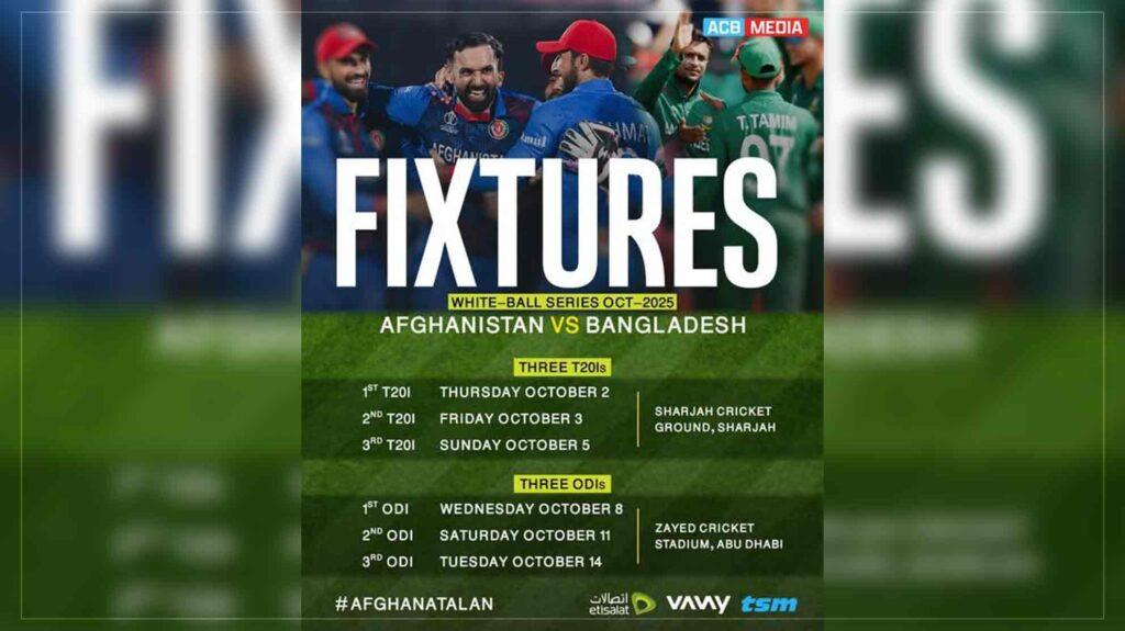 Afghanistan to host Bangladesh for T20-ODI series in October