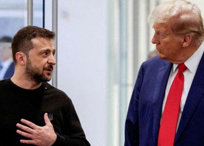 زلنسکي او د یو شمېر اروپايي هېوادونو مشران په واشنګټن کې له ټرمپ سره ګوري