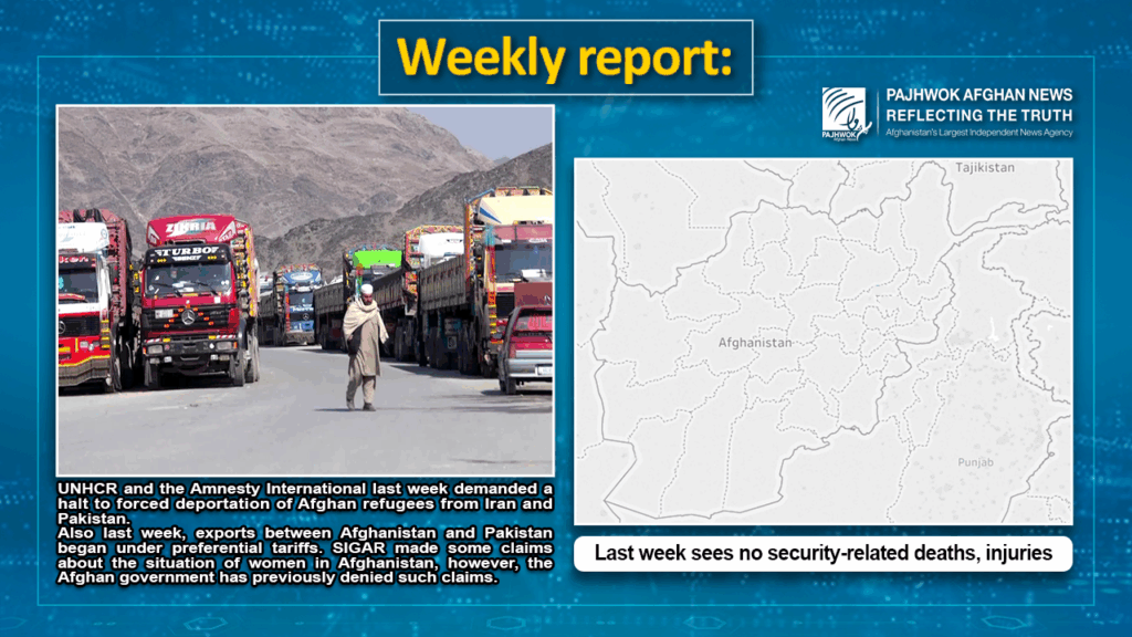 Last week sees no security-related deaths, injuries