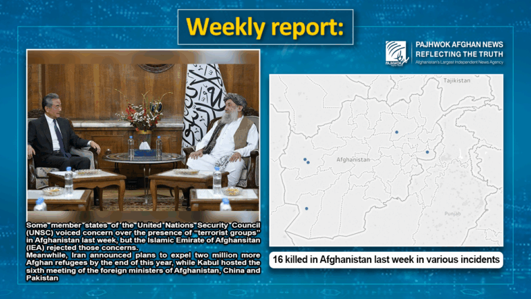 16 killed in Afghanistan last week in various incidents