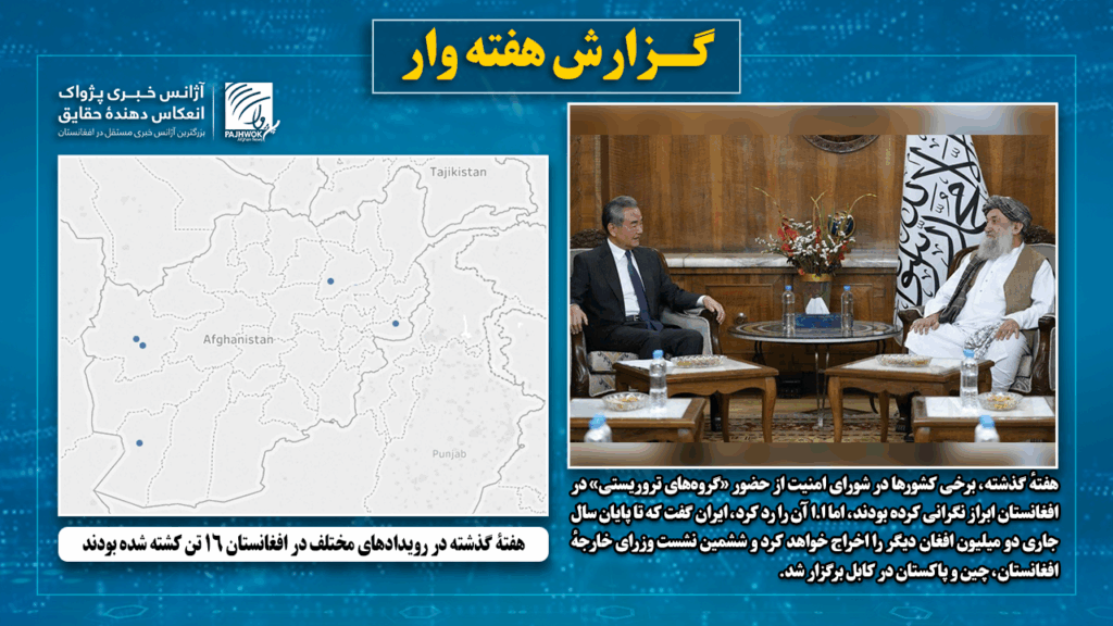 هفتۀ گذشته در رویدادهای مختلف در افغانستان ۱۶ تن کشته شده بودند