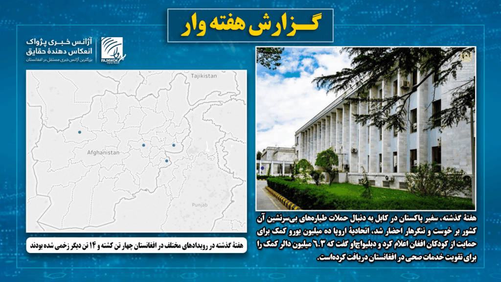 هفتۀ گذشته در رویدادهای مختلف در افغانستان چهار تن کشته و ۱۴ تن دیگر زخمی شده بودند