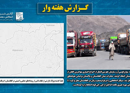 هفتهٔ گذشته پژواک گزارشی از تلفات ناشی از رویدادهای جنایی و امنیتی در افغانستان را دریافت نکرده‌است