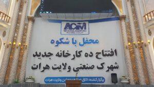 د هرات صنعتي ښارګوتي کې د څه باندې ۶۲ میلیون ډالرو په پانګونه لسو کارخونو فعالیت پیل کړ