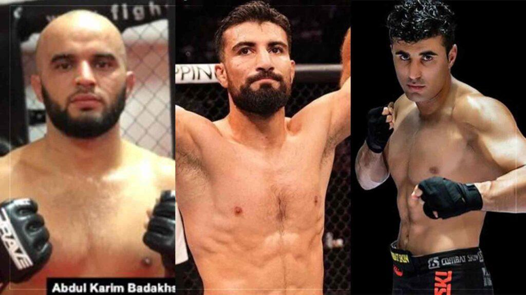 سه ورزشکار مبارزات آزاد افغانستان در برابر حریفان خارجی‌شان وارد قفس مبارزه می‌شوند