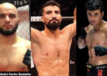 سه ورزشکار مبارزات آزاد افغانستان در برابر حریفان خارجی‌شان وارد قفس مبارزه می‌شوند